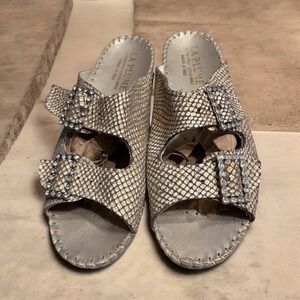 La Plume Women's Metallic Bronze Rhinestone Sandal Leather EU 40 US 9